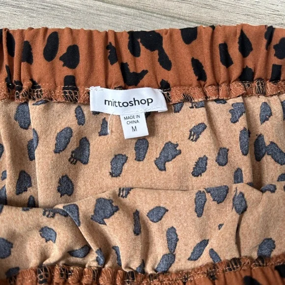 Mittoshop Mini Skirt with Animal Print a Ruffle Bottom in Brown and Black Size M - Picture 3 of 3